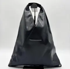 極美品 メゾンマルジェラ ハンドバッグ 刺繍 レザー ブラック