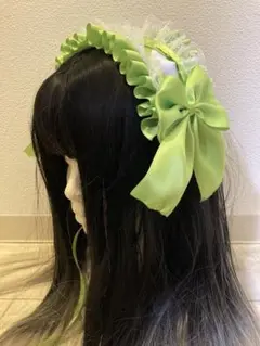 ロリィタヘッドドレス 黄緑 白 即購入可