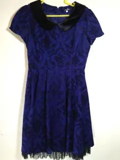 レストローズ 花柄 フロッキー ワンピース 膝丈 2次会