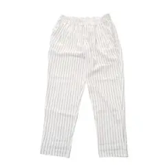 ショコラフィネローブ　ストライプ柄イージーパンツ　オフホワイト　ウエストゴム　L