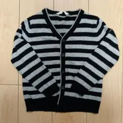 H&M 黒とグレーのストライプカーディガン 110