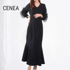 CENEA シアースリーブ マーメイド ワンピース ブラック