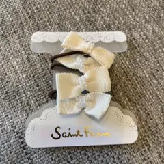 【Saint Farm リボン付きヘアゴム 2個セット】ホワイト　セントファーム