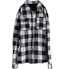 【裏ボア仕様】ブロックチェック ジップアップジャケット XLサイズ グレー