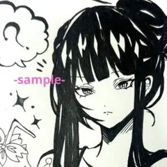 ブルーアーカイブ　調月リオ　ポストカード　手描きイラスト　アナログ