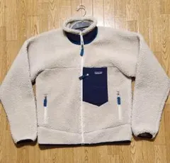 patagonia フリースジャケット S クリーム色/ネイビー