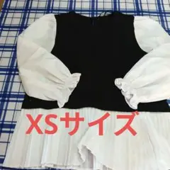 ZARA 長袖プリーツブラウス XS 黒・白