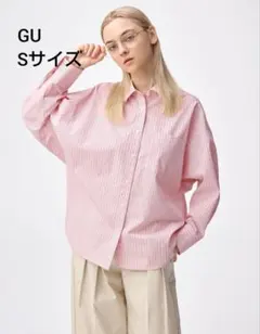 GU ドルマンスリーブストライプシャツ　S　ピンク