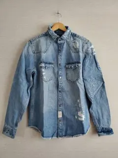 ZARAデニムシャツジャケット☆ダメージデニム☆おしゃれ☆大人気☆送料込み☆☆☆