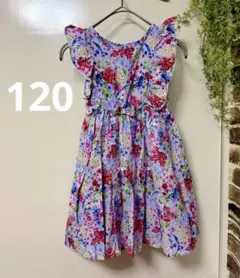 【Nissen/女の子120】花柄フリル袖ワンピースのサムネイル