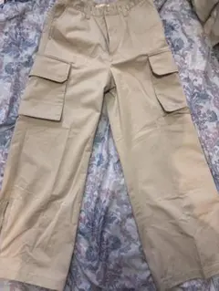 ADRERベージュ カーゴパンツ サイドジッパー付き