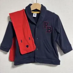 未使用★PETIT BATEAU ネイビー ジャケット 18m &マフラーセット