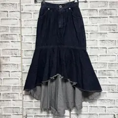 rienda リエンダ デニム マーメイドスカート ロング丈 インディゴブルー