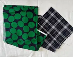 MUDDY WORKS 花柄＆チェック柄 生地 はぎれ 2枚セット