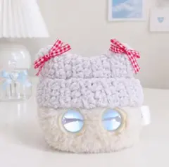 フゾゾ用サイズ*ぬい用猫耳帽子*赤リボン*白グレー