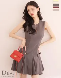 sugar DEA プリーツ　フレア　グレー　ドレス