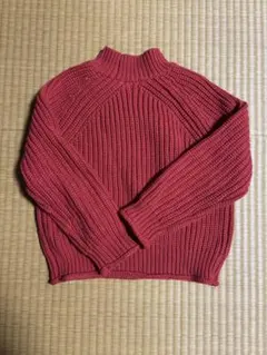 GU 赤 リブ編み 長袖セーター