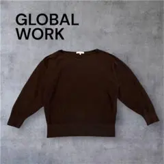 GLOBAL WORK ダークブラウン Vネックセーター 長袖ニット L