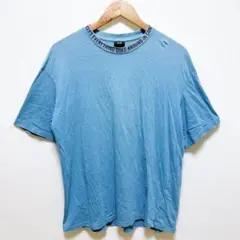 ☆ H&M (M) ネック 英字 ロゴ 半袖 Tシャツ ブルー
