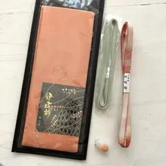 【新品未使用】帯締め　伊達衿　正絹　帯留　4点セット