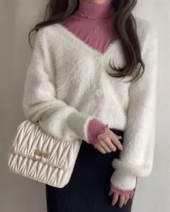 GRL ショート丈ジャギーニットカーディガン