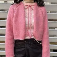 ピンク ニットカーディガン　長袖
