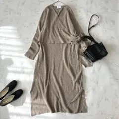 アダムエロペ♡カシミヤ混 カシュクール ニットワンピース 定価2.5万 リボン