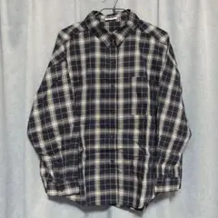 COLZA チェック柄 長袖シャツ ネイビー