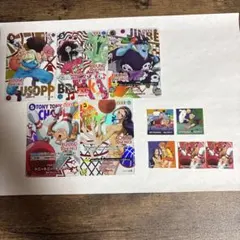 ワンピースカード　ラウンドワンプロモカード5枚　ステッカー5枚セット