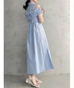 【新品未使用】dazzlin ギャザービスチェSETシャツワンピース ブルー