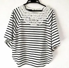 earth music&ecology ボーダー レース Tシャツ フリーサイズのサムネイル