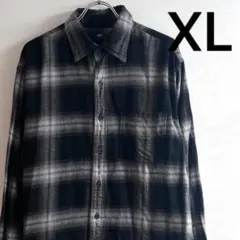 UNIQLO フランネルオンブレチェックシャツ XL フランネルシャツ ブラック