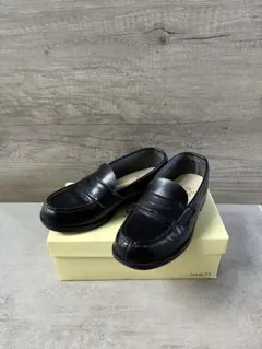 ハルタ 黒 レザー キッズ ローファー 日本製 21.5cm