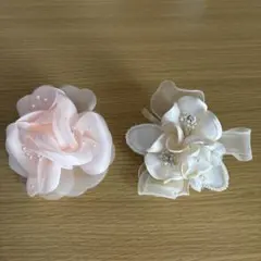 ホワイトピンクコサージュ2点セット