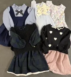 【美品】petit main ワンピース 80・90cm 5点セット