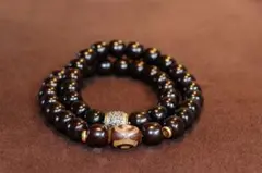 【期間限定セール】天然菩提根(貝多羅樹の実)ビーズブレスレット ダークブラウン