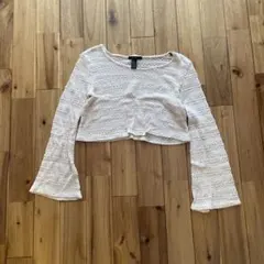 Forever21▶︎編込みレース▶︎アイボリー クロップド丈ニット美品