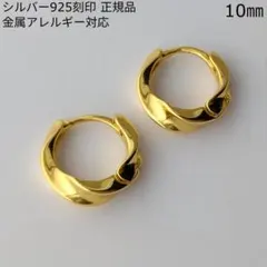 美麗な曲線 大きくねじれたデザインフープピアス K18ゴールド シルバー925