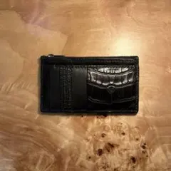 ヌメクロコダイル ポロサス ブラック L字ファスナー ハンドメイド