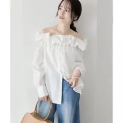 【新品・訳あり】mystic コットンキャンディブラウス シャツ 長袖 白
