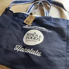 ホールフーズ　トートバッグ　ネイビー　カハラ店