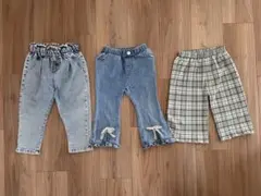 デニムパンツ 女の子 キッズ 3点セット 90