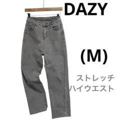 ☘️デイジー(M)ハイウエストストレッチデニムパンツクロップド〜アンクル丈濃灰