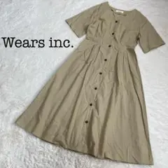 wears inc. 半袖 ロング ワンピース シャツ ベージュ コットン 麻