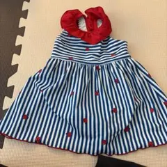 ベビー水着(女の子) 80サイズ 青白ストライプ