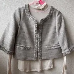 ノーカラー　ツイードジャケット上下