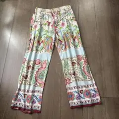 ZARA ボタニカル柄 ワイドパンツ イージーパンツ