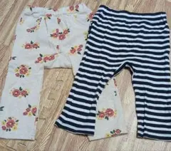 花柄とストライプのパンツ2点セット