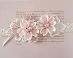 【new新作】桜のベビーヘアーバンド　初節句　お食い初め　お宮参り　お正月