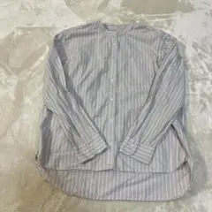 無印良品　ストライプ 長袖ベージュシャツ Lサイズ 綿100%